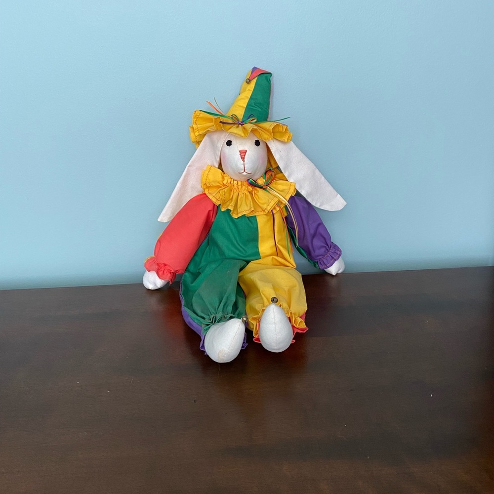Cute bunny in adorable outfit.